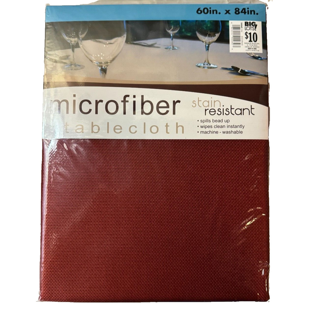 Microfiber Table Cloth Red 60x84 Rectangle Stain Resistant - NEW b5